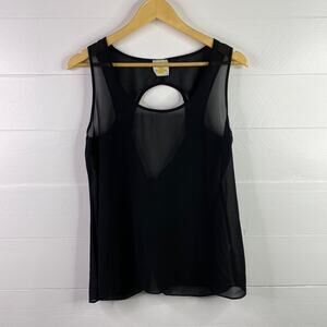 SIS SS SIS Black Semi Sheer‎ Tie Back Sleeveless Tank Top Size Large
